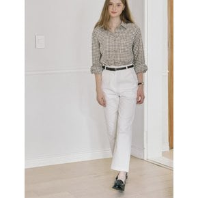 [Belt Set] Plain Cotton Pants - White