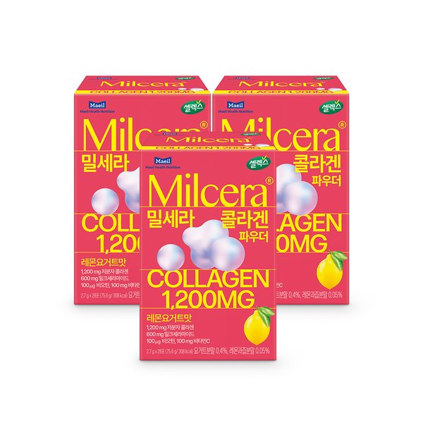 [본사직영] 밀세라 콜라겐 파우더 스틱 3박스 (2.7g x 84포) / 레몬요거트맛