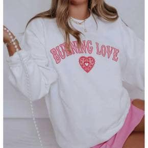 4868666 FRIDAY + SATURDAY Burning Love Sweatshirt In White