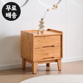 로덴 고무나무 원목 협탁 2단 서랍장 작은 쇼파 미니 선반 사이드(500/내츄럴)