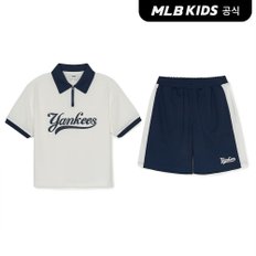 MLB키즈 (공식) 25SS 바시티 메쉬 피케 티셔츠 세트 NY (Cream) 7AS1V0753-50CRS