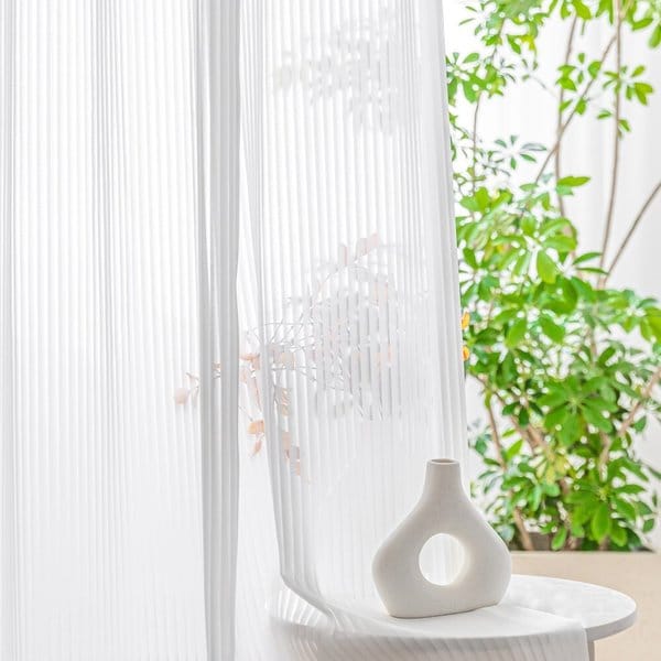 스트라이프 화이트 쉬폰커튼 중형