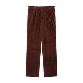 Corduroy adjust 2Pleats relaxed Trousers (Brick)