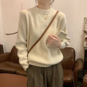 레아드 베이직 오버핏 골지 니트_P352376232