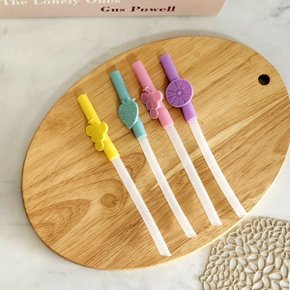 멀티 흘림방지 빨대 4p SET/S 사이즈 재사용 아기빨대 샘방지 실리콘 물병물통