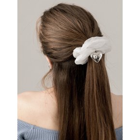 Cool White Heart Scrunchie