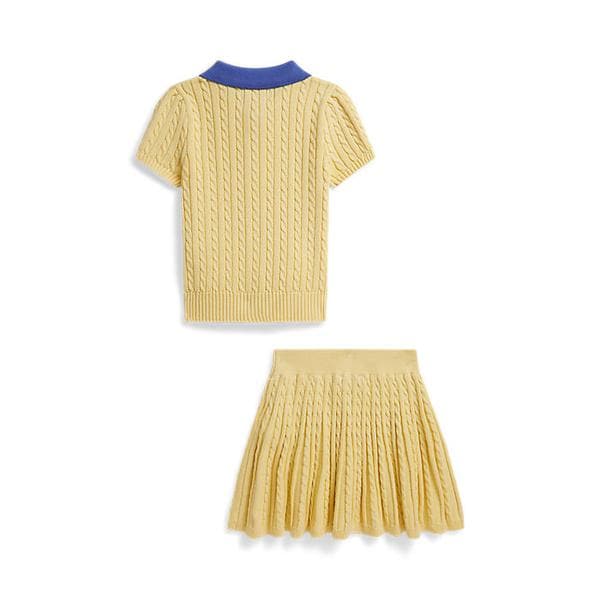 폴로 키즈 여아 2-6세 미니 케이블 코튼 폴로 카디건 앤 스커트(CWPO2STR2U20027700)