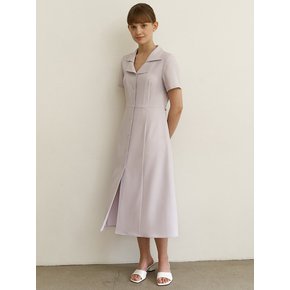 Collar Long Dress-light purple