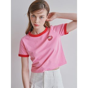 24Spring Heart graphic Ringer tee_ Pink