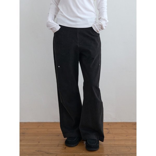 Pleated Knee Wide Pants Black