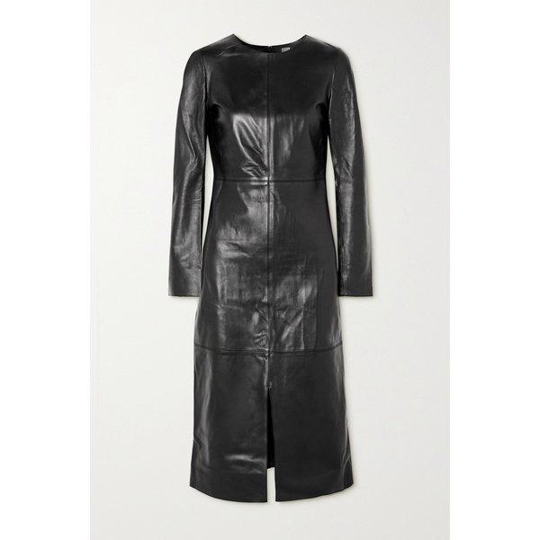 Paneled Leather Midi Dress 블랙 1647597288144307