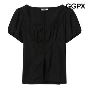 GGPX 러블리 레이스 스퀘어넥 콩버튼 블라우스 (GP7SH046F)