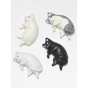 옆으로 누운 고양이 미니어처 냉장고 자석 리마인더
