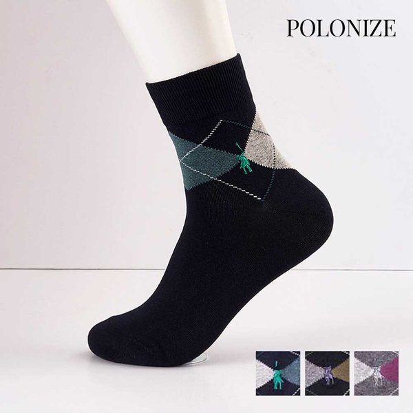 [폴로나이즈] 아가일 미디엄삭스 남성 양말 1켤레
