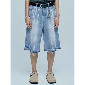 navajo pattern cut off bermuda pants light blue