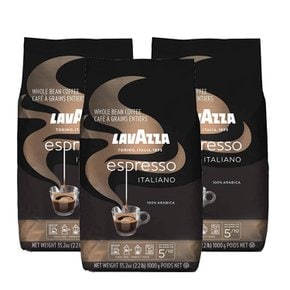 라바짜 에스프레소 이탈리아노 홀빈 원두 커피 Lavazza Caffe Espresso Whole Bean Coffee 1kg 3개