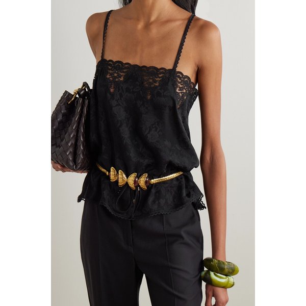 소니아 페트로프 레트로 플라워 장식 골드 플레이트 벨트 46376663162984016