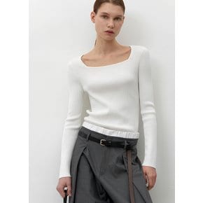 (T-6758)ESSENTIAL SQUARE NECK RIBBED KNIT