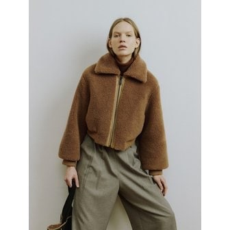 몰리올리 GEGE Aviator Short Faux Fur Jumper [Tobacco Brown]