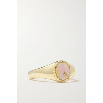 YVONNE LEON PARIS 이본 레옹 9캐럿 골드 마더오브펄 다이아몬드 시그넷 반지 25185454456312759