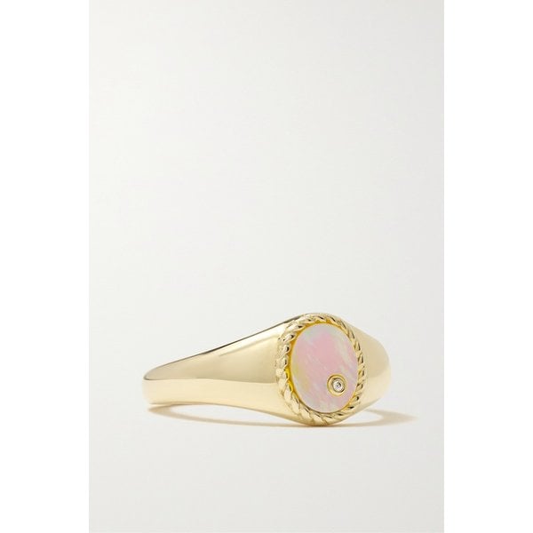 이본 레옹 9캐럿 골드 마더오브펄 다이아몬드 시그넷 반지 25185454456312759