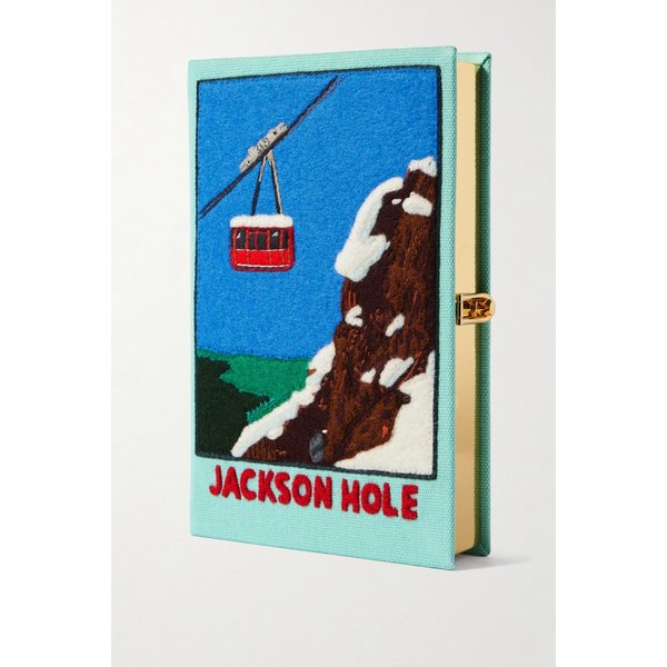 올림피아 르탱 잭슨 홀 자수 아플리케 캔버스 클러치 46376663162959341