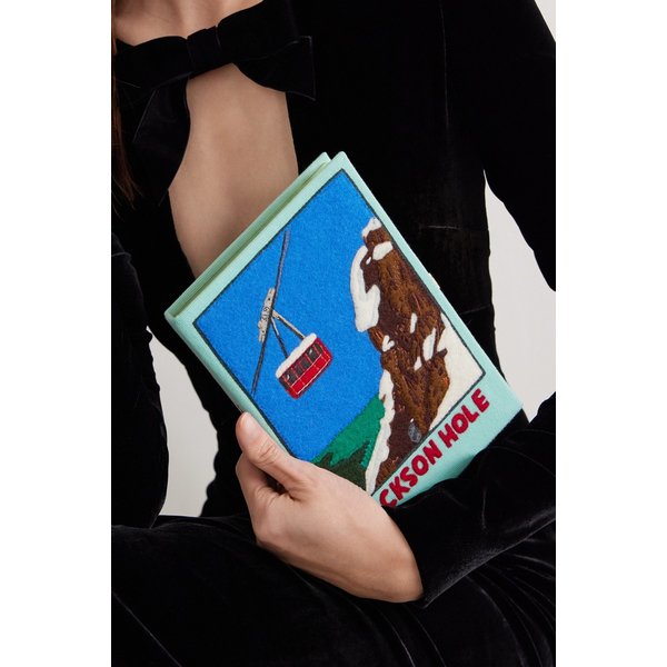 올림피아 르탱 잭슨 홀 자수 아플리케 캔버스 클러치 46376663162959341