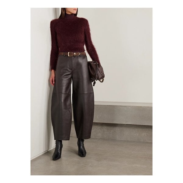 CO컬렉션 패널 가죽 배럴 팬츠 초콜릿 46376663162930247