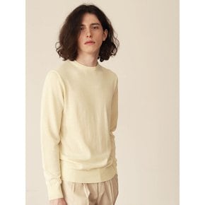 Wool soft round neck knit (Cream)