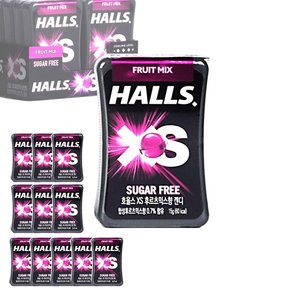 HALLS 호올스 XS 멘톨 사탕 졸음방지 미니 캔디 후르츠믹스 12개