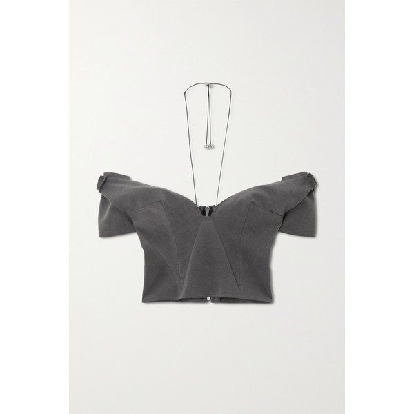 식스틴 알링턴 Alasia Cropped Off-the-shoulder Felt Top 그레이 1647597284415140