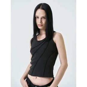 RAW-EDGE SLEEVELESS / black