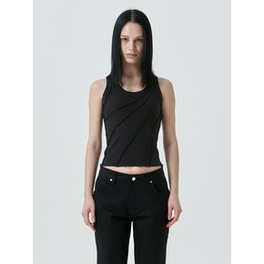 RAW-EDGE SLEEVELESS / black