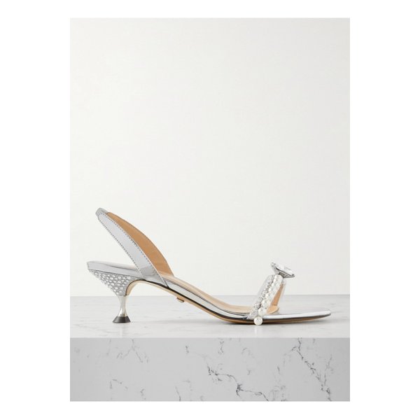 엘리자베스 다이아몬드 장식 메탈릭 가죽 슬링백 샌들 1647597333682310