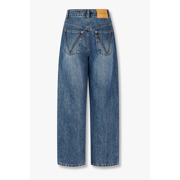 로고 패치 커브드 데님 팬츠 7115455X01143