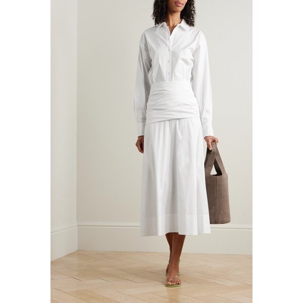 스타우드 인디아 개더 코튼 블렌드 포플린 미디 셔츠 원피스 46376663163018140