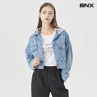 BNX 데일리 후드 크롭 심플 데님 자켓 (BU3JK003L0)