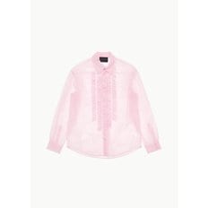 샵아모멘토 시몬로샤 25SS Sheer Ruffle Bib Prom Shirt, Pink
