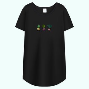 컬러선인장 하프 라운드 반팔티 빅사이즈 루즈핏 면티 레이어드 티셔츠