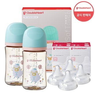 더블하트 3세대 240ml 디어프렌즈 트윈팩(젖병2개) + 젖꼭지 4개