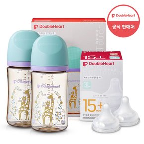 모유실감 3세대 PPSU 젖병 트윈팩 240ml 블루밍가든 +3세대 젖꼭지(2입x1개) 3L