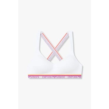 EMPORIO ARMANI 여성 스트라이프 밴딩 크로스 스트랩 브라(0825181526)