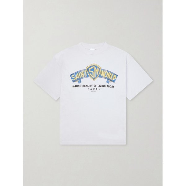 세인트 월드 로고 프린트 코튼 저지 티셔츠 46376663162962426