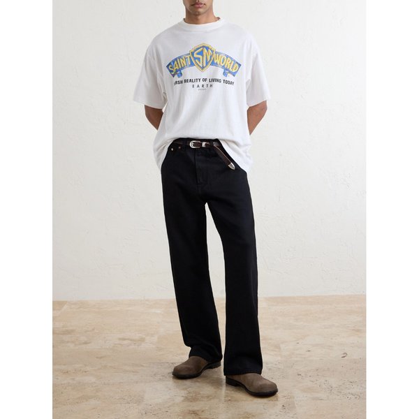 세인트 월드 로고 프린트 코튼 저지 티셔츠 46376663162962426
