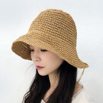 제이제이나인 밀짚 끈 보넷 벙거지 버킷햇 여름 여성 여행 모자