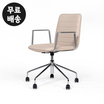 벤티스가구 리엠 가죽 회전의자 바퀴달린 높이조절 높낮이 체어 철제 CHAIR(라이트베이지)