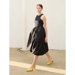 2 Way Balloon Skirt Dress Long_Black