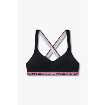 EMPORIO ARMANI 여성 스트라이프 밴딩 크로스 스트랩 브라(0825181528)