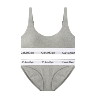 Calvin Klein [다니엘 착용] CK 여성 모던 코튼 AF 브라렛+팬티 세트 QF7586+F3787 GREY