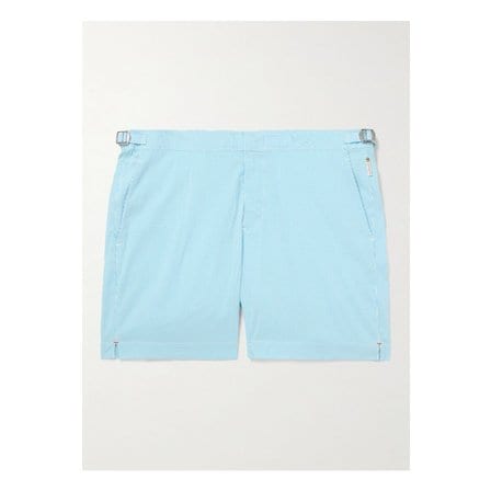 올레바브라운 불독 스트레이트 미드 렝스 스트라이프 시어서커 스윔 쇼츠 블루 1647597359829831